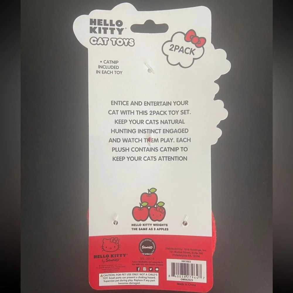 Hello Kitty Sanrio Cat Pet Toys Pack of 2 NIB 2023 Mini Plush Bow